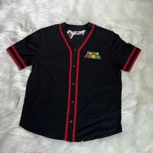 Nintendo Super Mario The Movie Button Baseball Poly Jersey Mens Large New